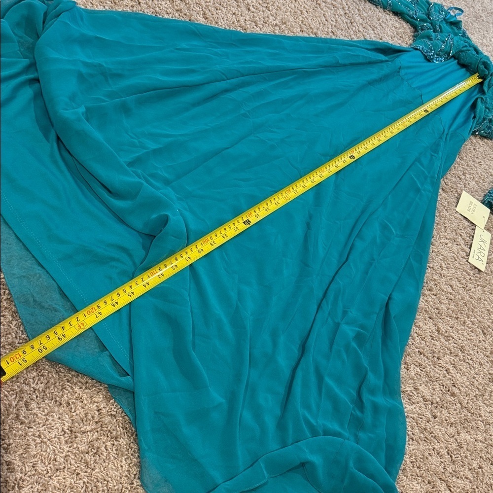 NWT J Kara Women's C-Neck with 3/4 Sleeve Beaded Long Dress Aqua Color Sz 8 - Picture 9 of 9